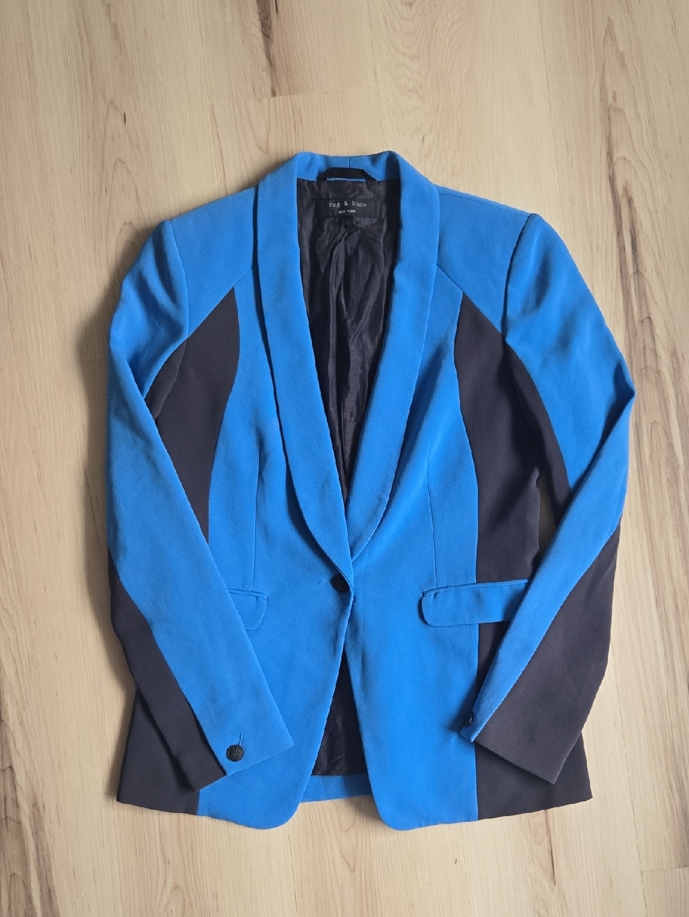 Rag & Bone Jefferson Color Block Blazer, Blue/Black, Size 4